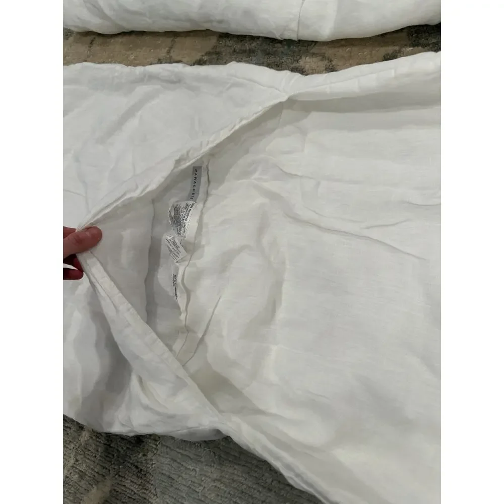 Parachute Set Of 2 Linen Everyday Shams White King Sz NWT $160